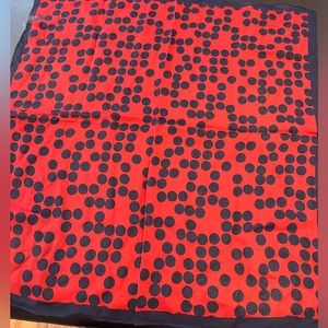 Olsen red and navy blue polka dot scarf